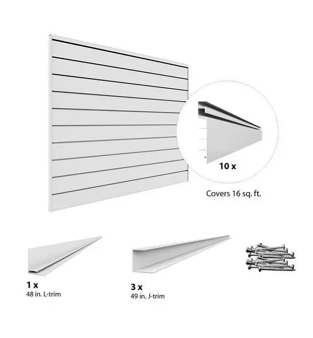 Alt view image 4 of 5 - 88103 Heavy Duty PVC Slatwall Garage Organizer, 4-Feet by 4-Feet Section, 10 Panels, White