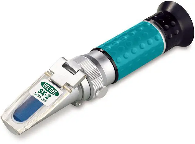 Main image of Vee Gee Scientific SX-2 Handheld Refractometer, with Sodium Chloride Scale, 0-28%, +/-0.2% Accuracy, 0.2% Resolution