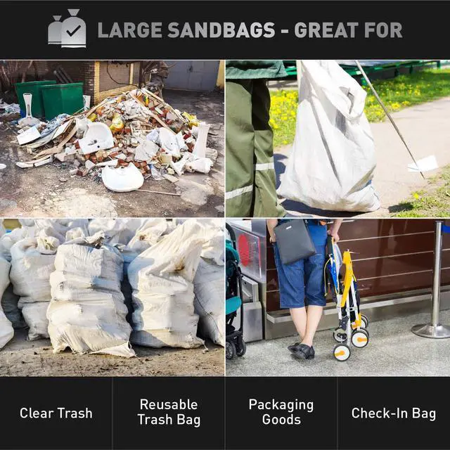 Alt view image 5 of 6 - Large Sandbags - Size: 31" x 45" - Thick Heavy Duty Contractor Bags, Heavy Duty Garbage Bags, Dumpster Bag, Construction Trash Bags, Contractor Bags 6 mil (100)