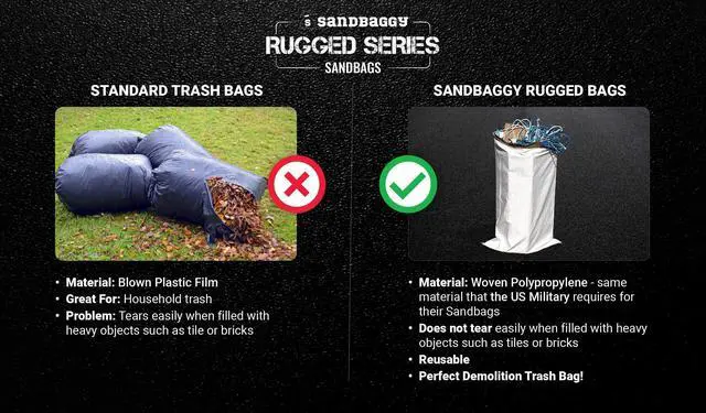 Alt view image 6 of 6 - Large Sandbags - Size: 31" x 45" - Thick Heavy Duty Contractor Bags, Heavy Duty Garbage Bags, Dumpster Bag, Construction Trash Bags, Contractor Bags 6 mil (100)