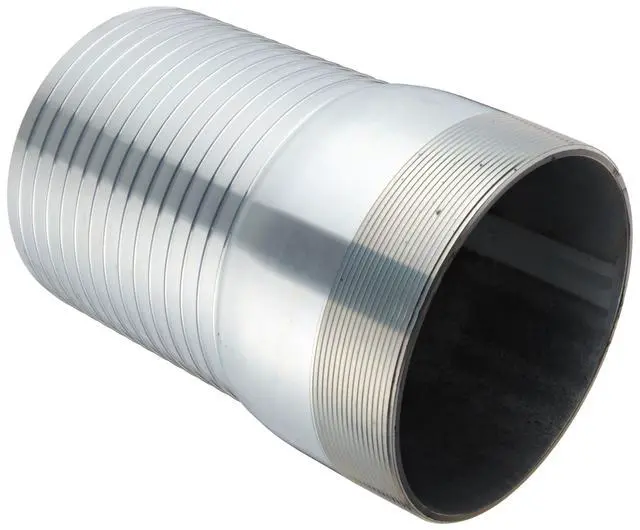 Main image of STC80 Plated Steel Hose Fitting, King Combination Nipple Threaded End with No Knurl, 8"-8 NPT Male x 8" Hose ID Barbed