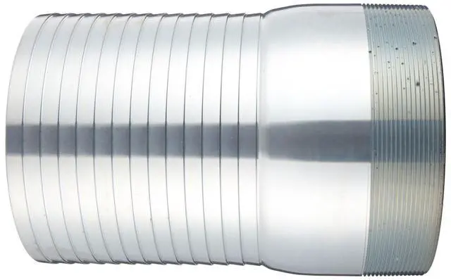 Alt view image 2 of 3 - STC80 Plated Steel Hose Fitting, King Combination Nipple Threaded End with No Knurl, 8"-8 NPT Male x 8" Hose ID Barbed
