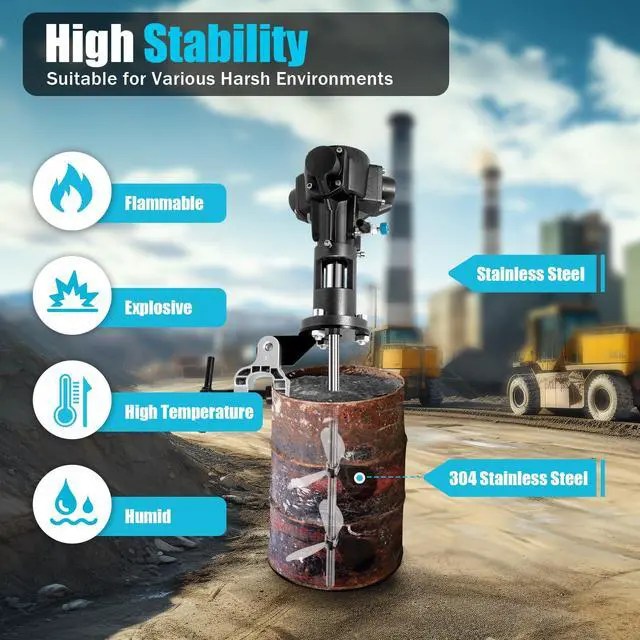 Alt view image 4 of 6 - 1/2HP 50 Gallon Pneumatic Bracket Mixer Tank Barrel Air Mix Clip Paint Blender Chucking Angle Automatic Paint Stirring Machine Ink Coating Mix Tool w/ 304 Stainless Steel Blade(US Shipping)