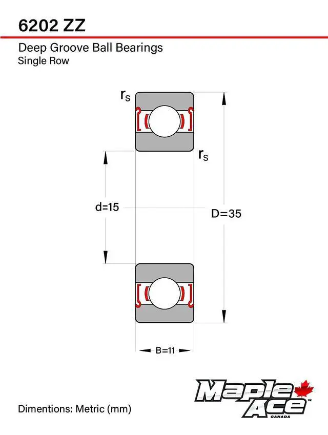 Alt view image 3 of 6 - 6202-ZZ Ball Bearing 15x35x11mm 6202 ZZ Metal Shielded (Qty 100)