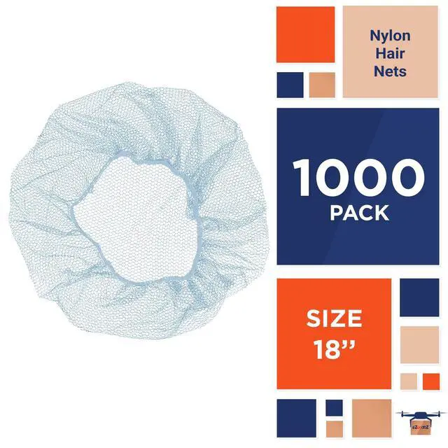 Alt view image 2 of 6 - Disposable Hair Nets, Blue, 18 Inches, Pack of 1000, Nylon with Elastic Edge, Suitable for Food Service, Work, and General Use