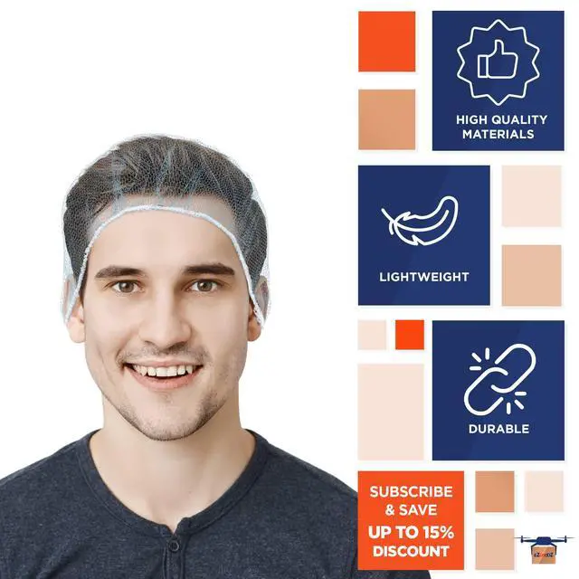 Alt view image 4 of 6 - Disposable Hair Nets, Blue, 18 Inches, Pack of 1000, Nylon with Elastic Edge, Suitable for Food Service, Work, and General Use