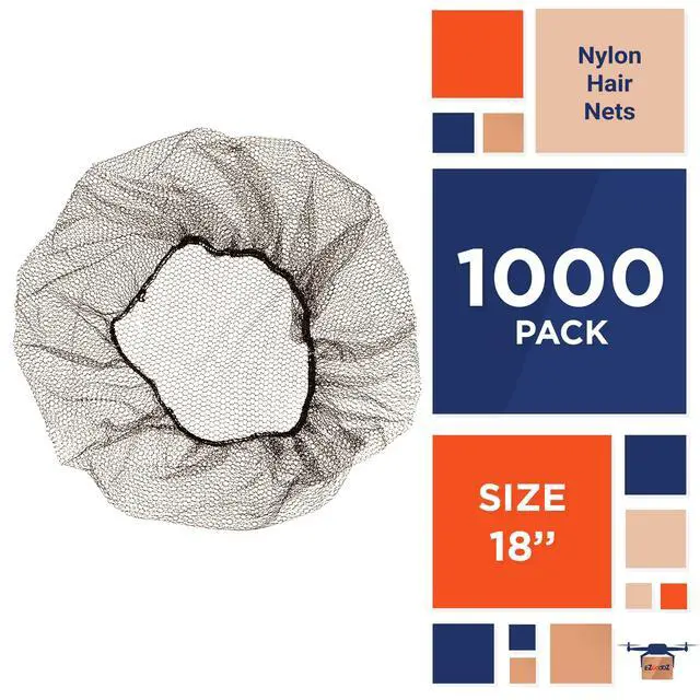 Alt view image 2 of 6 - Disposable Hair Nets, Dark Brown, 18 Inches, Pack of 1000, Nylon with Elastic Edge, Suitable for Food Service, Work, and General Use