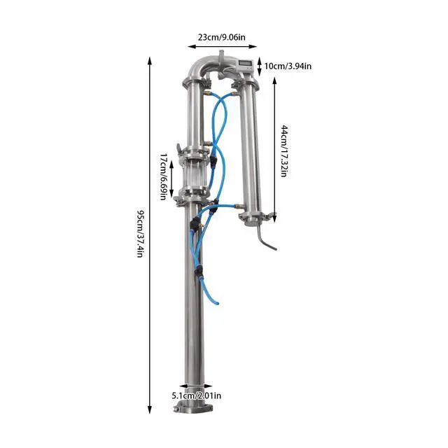 Alt view image 2 of 6 - Tubular Distillation Tower with Sight Glass, 2'' Domestic Brewing Equipment Distiller Stainless Steel Still Reflux Column for 13-26 Gallon Fermenter Capacity