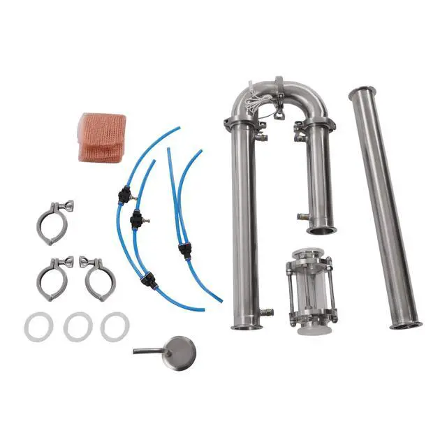 Alt view image 3 of 6 - Tubular Distillation Tower with Sight Glass, 2'' Domestic Brewing Equipment Distiller Stainless Steel Still Reflux Column for 13-26 Gallon Fermenter Capacity