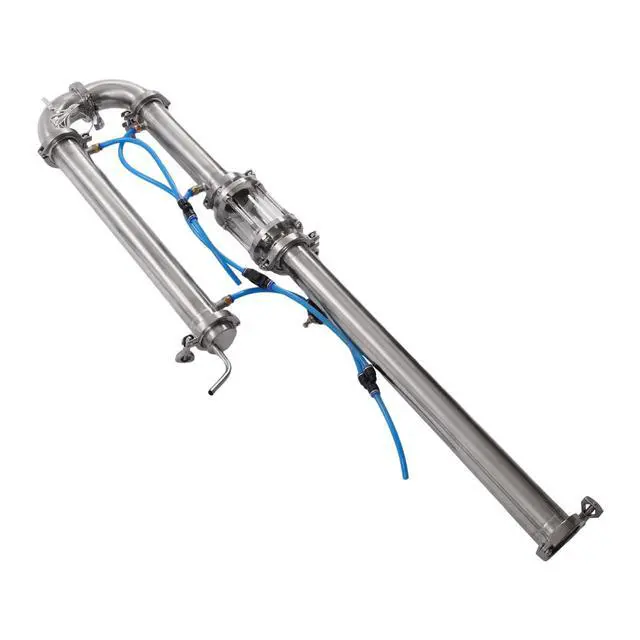 Alt view image 4 of 6 - Tubular Distillation Tower with Sight Glass, 2'' Domestic Brewing Equipment Distiller Stainless Steel Still Reflux Column for 13-26 Gallon Fermenter Capacity