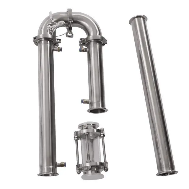 Alt view image 5 of 6 - Tubular Distillation Tower with Sight Glass, 2'' Domestic Brewing Equipment Distiller Stainless Steel Still Reflux Column for 13-26 Gallon Fermenter Capacity