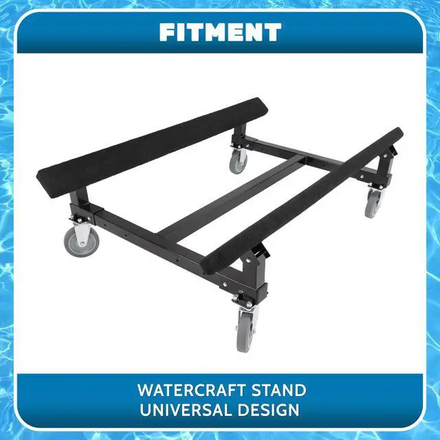 Alt view image 2 of 6 - Universal Watercraft Dolly 1400 LBS Compatible with Sea-Doo Yamaha Kawasaki Jet Ski Stand Boat Sailboats Adjustable w/Four Casters Steel Black
