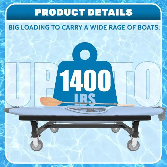 Alt view image 3 of 6 - Universal Watercraft Dolly 1400 LBS Compatible with Sea-Doo Yamaha Kawasaki Jet Ski Stand Boat Sailboats Adjustable w/Four Casters Steel Black