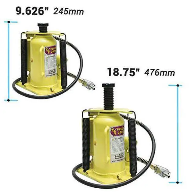 Alt view image 5 of 6 - 10446 Yellow Jacket Air Hydraulic Bottle Jack, 20 Ton Capacity, 18.75" Height
