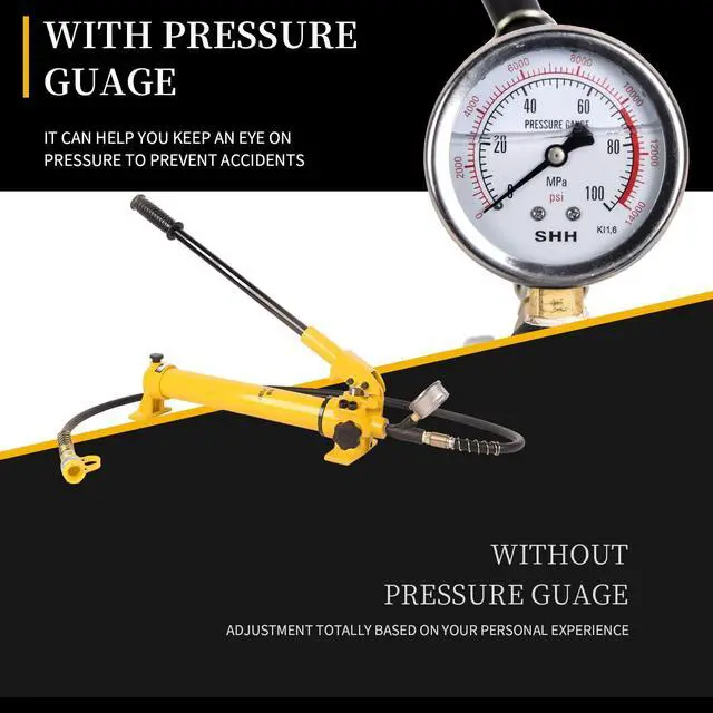 Alt view image 4 of 6 - 2 Speed Hydraulic Pumps Hand Operated 10000Psi with Pressure Guage 1.8m Length Hose, 900cc Hydraulic Hand Pump,Single Acting Hydraulic Pump Manual Pump for Industry,CP-700B