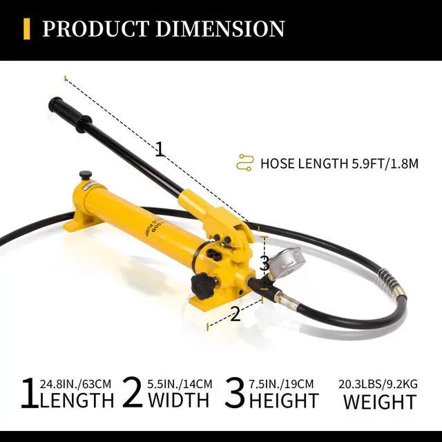 Alt view image 5 of 6 - 2 Speed Hydraulic Pumps Hand Operated 10000Psi with Pressure Guage 1.8m Length Hose, 900cc Hydraulic Hand Pump,Single Acting Hydraulic Pump Manual Pump for Industry,CP-700B