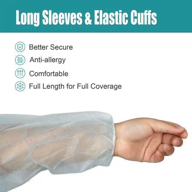 Alt view image 2 of 6 - 200 Pcs Disposable PPE Isolation Medical Gowns by | Level 1 Polypropylene Lab Gowns | Full Back Coverage Double Tie Closure Knit Cuffs SMS 40 GSM Material Universal Size