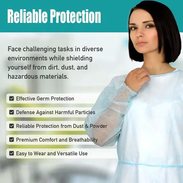 Alt view image 5 of 6 - 200 Pcs Disposable PPE Isolation Medical Gowns by | Level 1 Polypropylene Lab Gowns | Full Back Coverage Double Tie Closure Knit Cuffs SMS 40 GSM Material Universal Size