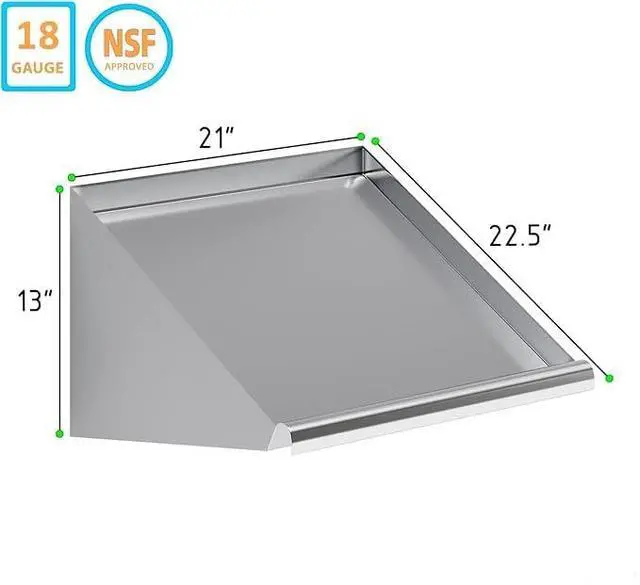 Alt view image 2 of 6 - 304 Stainless Steel Slanted Wall Rack Shelf with Drain Outlet 21" x 22.5" | Compact Wall-Mounted Drip Shelf for Commercial Kitchen or Bar (21 in. x 22 1/2 in)