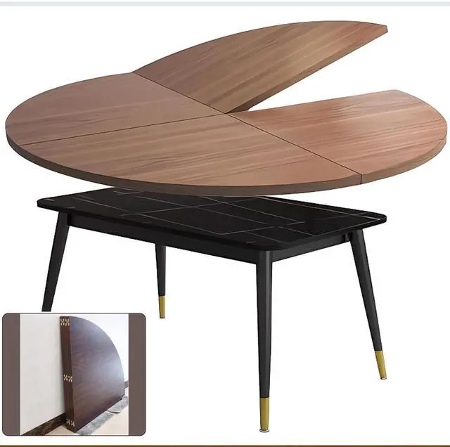 Main image of Large Round Foldable Table Top, 59 Diameter Portable Dining Table Extender Top, No Legs Wooden Round Table Tops Only, for Round Table and Square Table (Walnut, 71in)