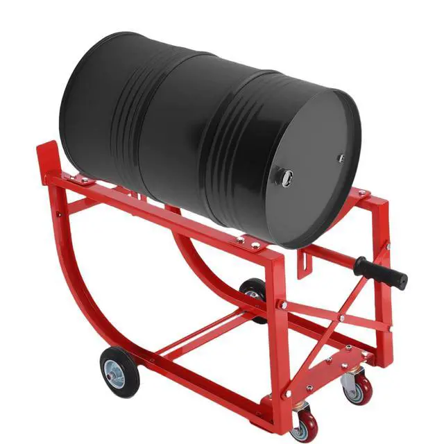 Main image of Drum Cradle 55 Gallon Drum Cart Rack Steel Oil Drum Handling Cradle with 4 Wheels and Retractable Drawbar, Up to 600lbs Capacity