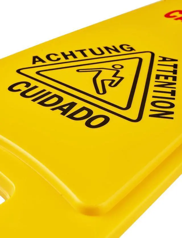 Alt view image 2 of 6 - Wet Floor Sign, Slippery When Wet A-Frame Caution Sign, Bright Yellow 6 PACK