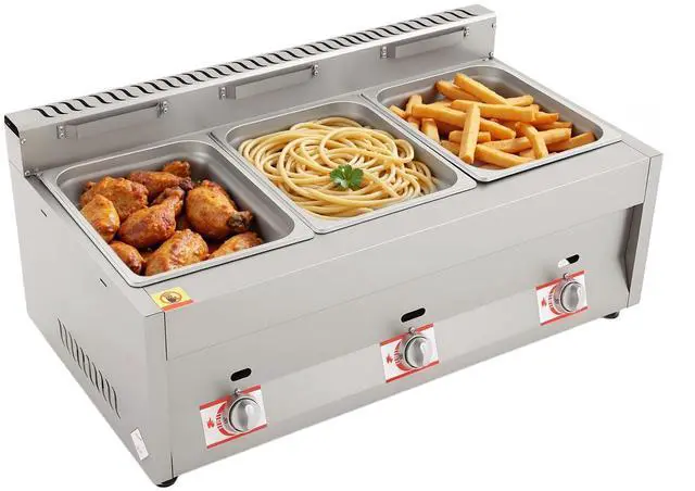 Main image of 3-Pan Commercial Food Warmer, 3 x 6L Propane/NG Gas Fryer Catering Food Warmer Steam Table Stainless Steel Countertop Food Warmers for Parties Catering Restaurants Buffet (3-Pan)