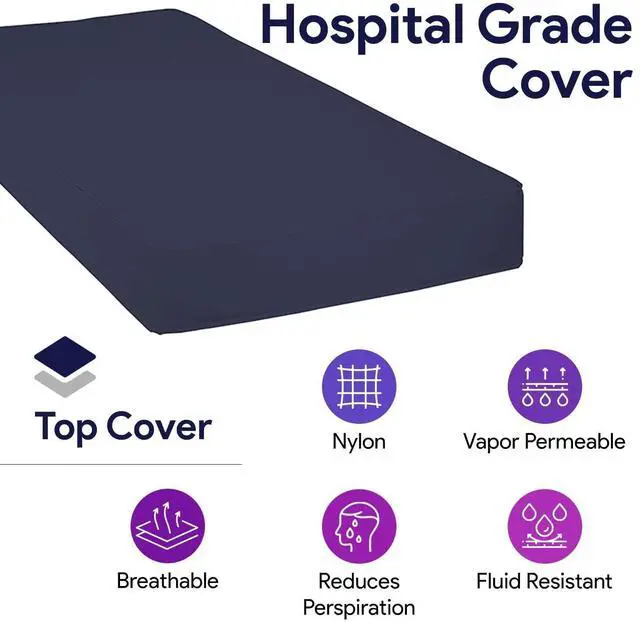 Alt view image 4 of 6 - Hospital Bed Mattress for Pressure Redistribution - Channel-Cut High Density Foam - 36" x 80" x 6" - Medical Mattress for Low to Moderate Bedsore Treatment