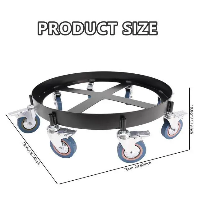 Alt view image 5 of 6 - 2pcs Trash Can Dollies 55 Gallon Drum Dolly Heavy Duty Steel Barrel Dolly Cart with 8 Wheels, 2000LBS Load Capacity