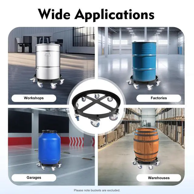 Alt view image 6 of 6 - 2pcs Trash Can Dollies 55 Gallon Drum Dolly Heavy Duty Steel Barrel Dolly Cart with 8 Wheels, 2000LBS Load Capacity