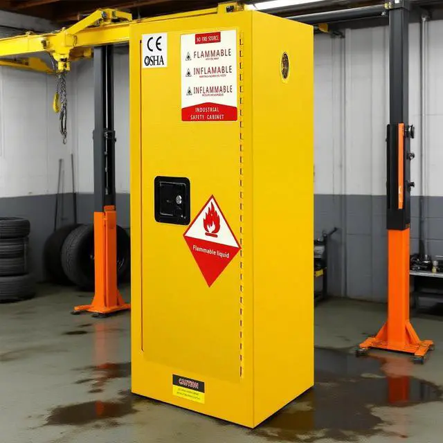 Main image of 24 Gal Safety Storage Flammable Cabinet, Adjustable Shelf Galvanized Steel 3 Point Locker Flammable Storage Cabinet, for Commercial, Industrial and Lab