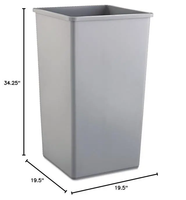 Alt view image 4 of 4 - Untouchable 50 Gal Square Container Gray for Offices/Mailrooms/Classrooms/Areas of High Waste Generation