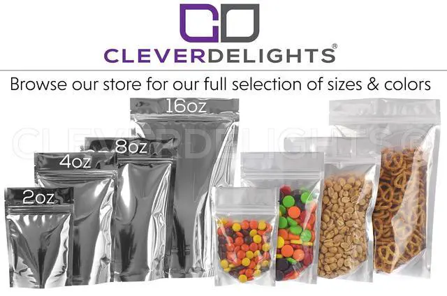 Alt view image 3 of 3 - 8oz Silver/Clear Stand Up Pouches - 1000 Pack - 6" x 9" x 3" - Resealable Bag