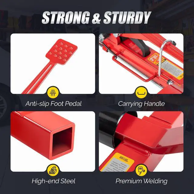 Alt view image 5 of 6 - Car Wheel Dolly Set of 4, Heavy Duty 6000 Lbs Capacity Vehicle Positioning Jack, Anti-Slip Foot Pedal&360° Swivel Casters for SUV Truck Boat Repair Moving,Red-Black