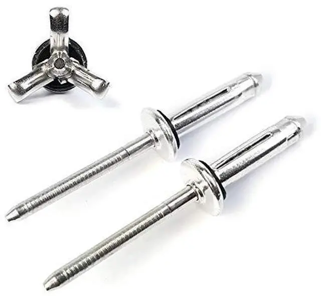 Main image of Tri-Fold Exploding Pop Rivets 1/4 (#8) Aluminum Blind Rivets with Sealing Washer 8-4, 1/4" x 1/4" Grip (0.062-0.250) QTY 100
