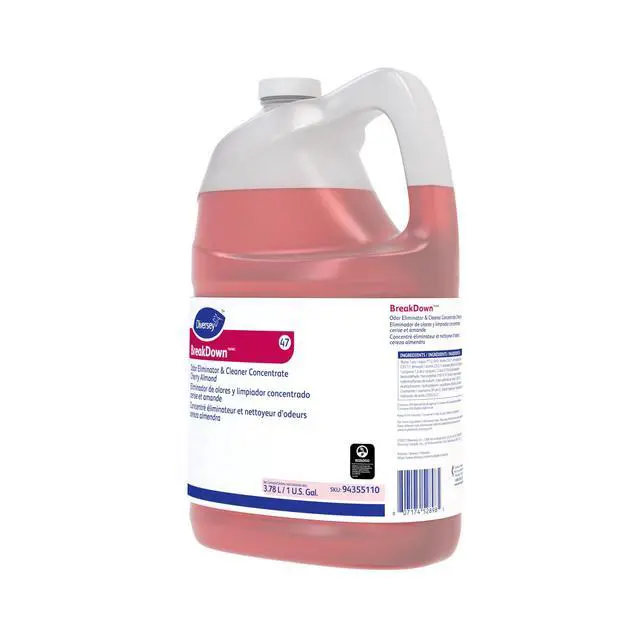 Alt view image 3 of 6 - BreakDown Odor Eliminator & Cleaner, Cherry Almond, 1 gal, 4 Pack | Washrooms, Drains, Carpets, Floors, Counters, Urinals, Trash Areas, Odor Control