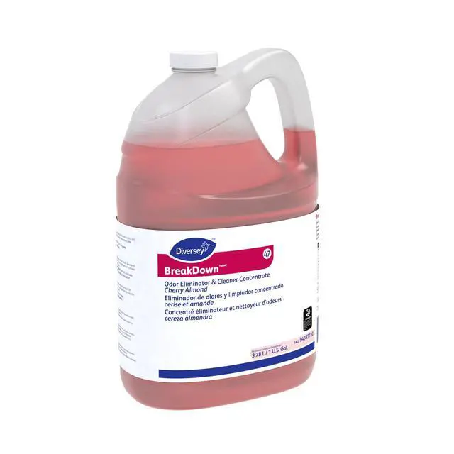 Alt view image 5 of 6 - BreakDown Odor Eliminator & Cleaner, Cherry Almond, 1 gal, 4 Pack | Washrooms, Drains, Carpets, Floors, Counters, Urinals, Trash Areas, Odor Control