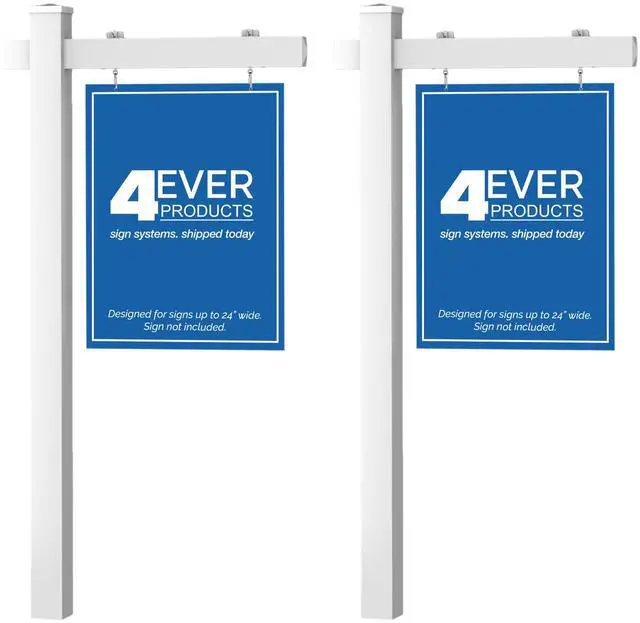 Main image of Vinyl PVC Real Estate Sign Post - White with Flat Cap - 5' Post - Multiple Quantities Available (2)