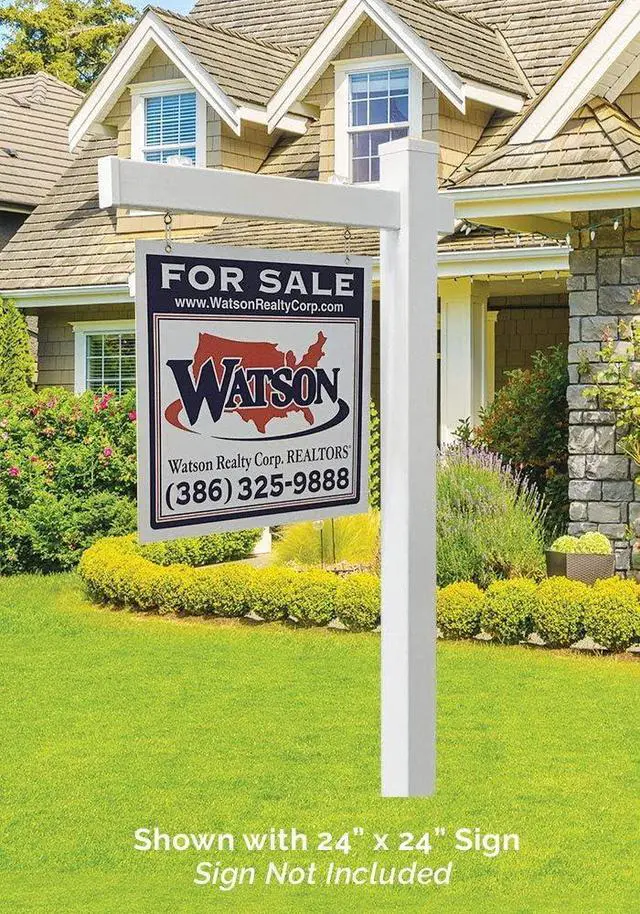 Alt view image 2 of 2 - Vinyl PVC Real Estate Sign Post - White with Flat Cap - 5' Post - Multiple Quantities Available (2)