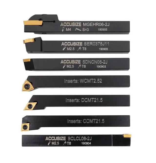 Alt view image 2 of 6 - 3/8'' Shank 7 Pc Indexable Carbide Turning Tool Set in Fitted Box, 2387-2003