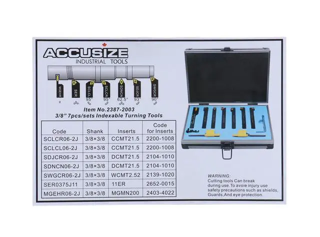 Alt view image 3 of 6 - 3/8'' Shank 7 Pc Indexable Carbide Turning Tool Set in Fitted Box, 2387-2003