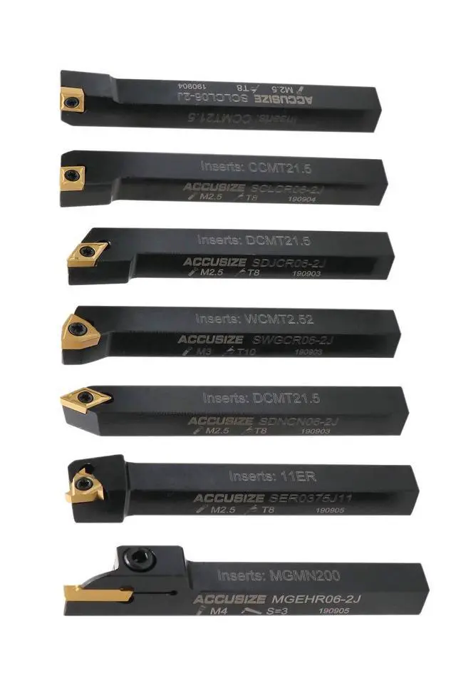 Alt view image 6 of 6 - 3/8'' Shank 7 Pc Indexable Carbide Turning Tool Set in Fitted Box, 2387-2003