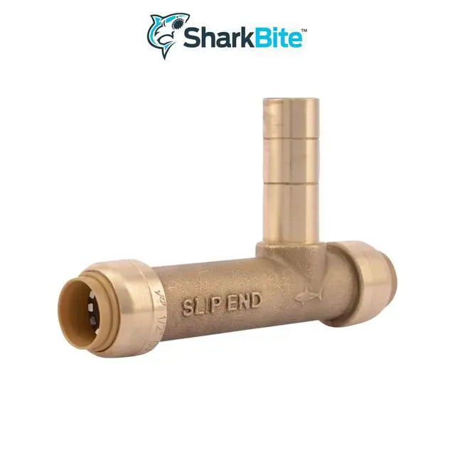 Alt view image 2 of 3 - 1/2 Inch x 1/2 Inch x 1/2 Inch CTS Tail Adapter Service Line Tee, Pack of 6, Push to Connect Brass Fitting, PEX Pipe, Copper, CPVC, PE-RT, HDPE, U4482LF