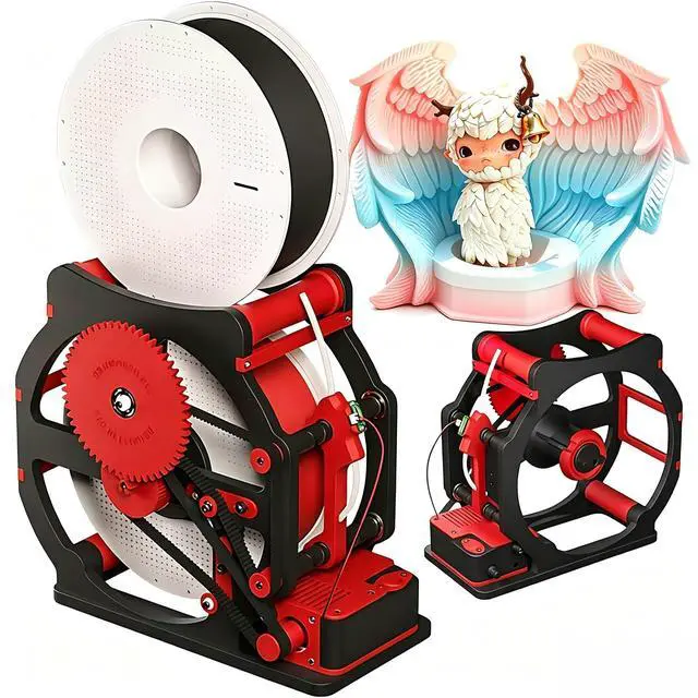 Main image of Electric 3D Filament Recycler & Respooler Industrial Auto Rewinder for 0.069" PLA/PETG/ABS/TPU, Universal Spool Winder with Adjustable Tension for Welding Wire, Compact 2.2 lb Spooler (Gray red)