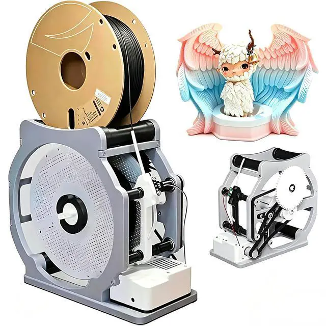 Main image of Electric 3D Filament Recycler & Respooler Industrial Auto Rewinder for 0.069" PLA/PETG/ABS/TPU, Universal Spool Winder with Adjustable Tension for Welding Wire, Compact 2.2 lb Spooler (Gray red)