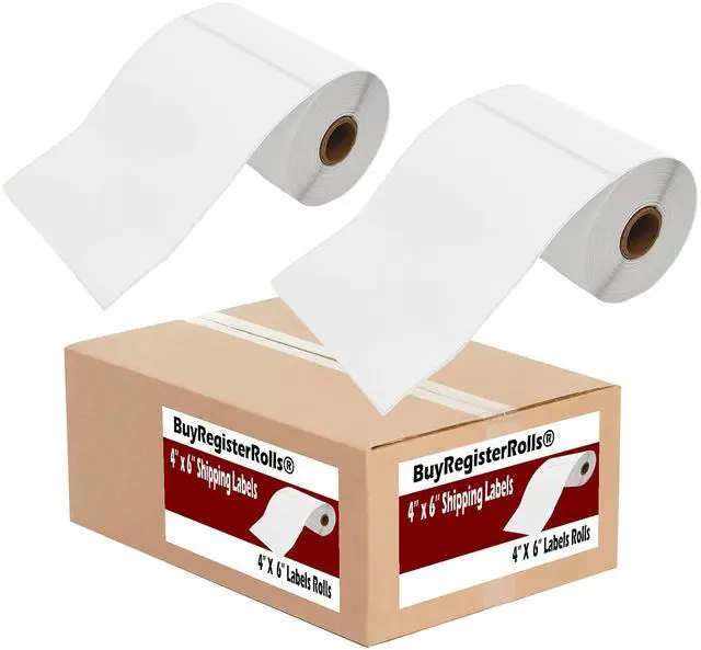 Main image of 4x6 thermal labels rolls (20 Rolls - 5000 Labels) Perforated Postage Thermal Shipping Labels (Pack of 20 Rolls x 250 Labels Each Roll) - Commercial Grade Permanent Adhesive Labels