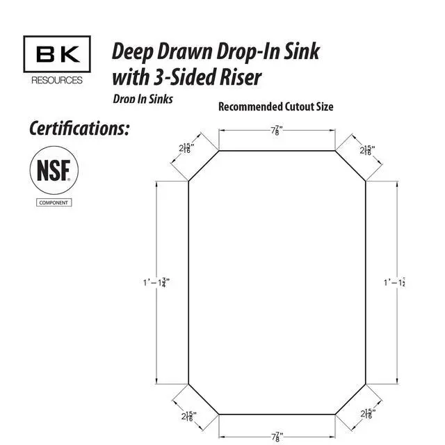 Alt view image 6 of 6 - s NSF Commercial One Compartment Drop in Sink with Faucet, 10"x14"x5", 3 Sided Splash Guards, 18 Gauge T-304 Stainless Steel, Top Mount, 5" Gooseneck Faucet, Seamless Construction