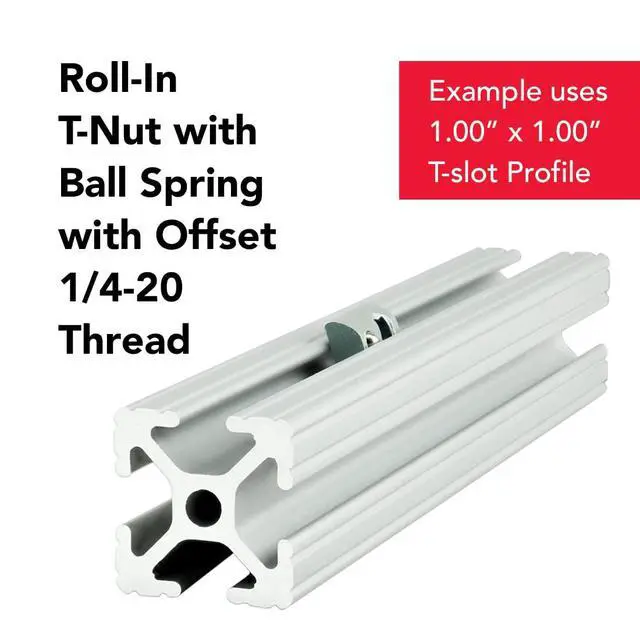 Alt view image 4 of 6 - 8020, 3923, 10 Series 1/4-20 Steel Roll in T-Nut with Ball Spring - T Slot Accessories for Aluminum Extrusion - Hardware Nuts (100)