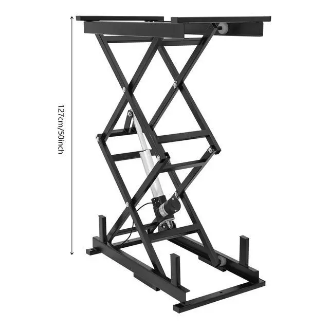 Alt view image 2 of 6 - Electric Scissor Lift Table, 140 lbs Capacity Double Scissor Lift Table w/10-50 in Adjustable Height, Folding Hydraulic Work Platform w/Remote & Manual Control for Material Handling & Transportation