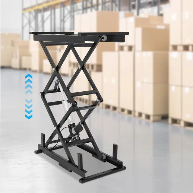 Alt view image 3 of 6 - Electric Scissor Lift Table, 140 lbs Capacity Double Scissor Lift Table w/10-50 in Adjustable Height, Folding Hydraulic Work Platform w/Remote & Manual Control for Material Handling & Transportation
